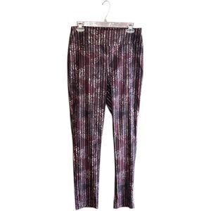 NWT Lisette-L Slim merlot stretch poly linen elastane floral design pants Sz 8
